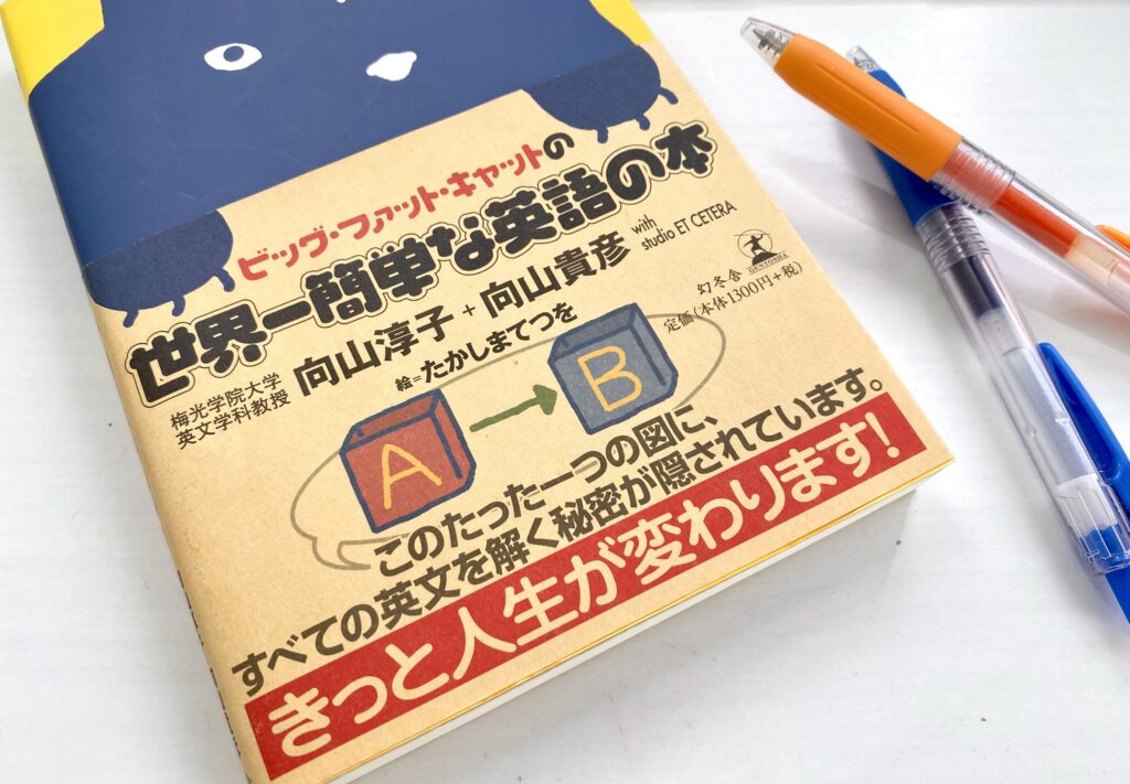 ビッグ・ファット・キャットの本の帯「たった一つの図にすべての英文を解く秘密が隠されています」「きっと人生が変わります」というキャッチコピー
